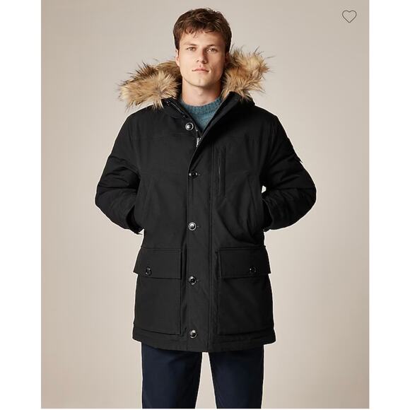 J.Crew Men's Black Hoodied Nordic Parka With PrimaLoft® Size M NWT - Picture 2 of 15